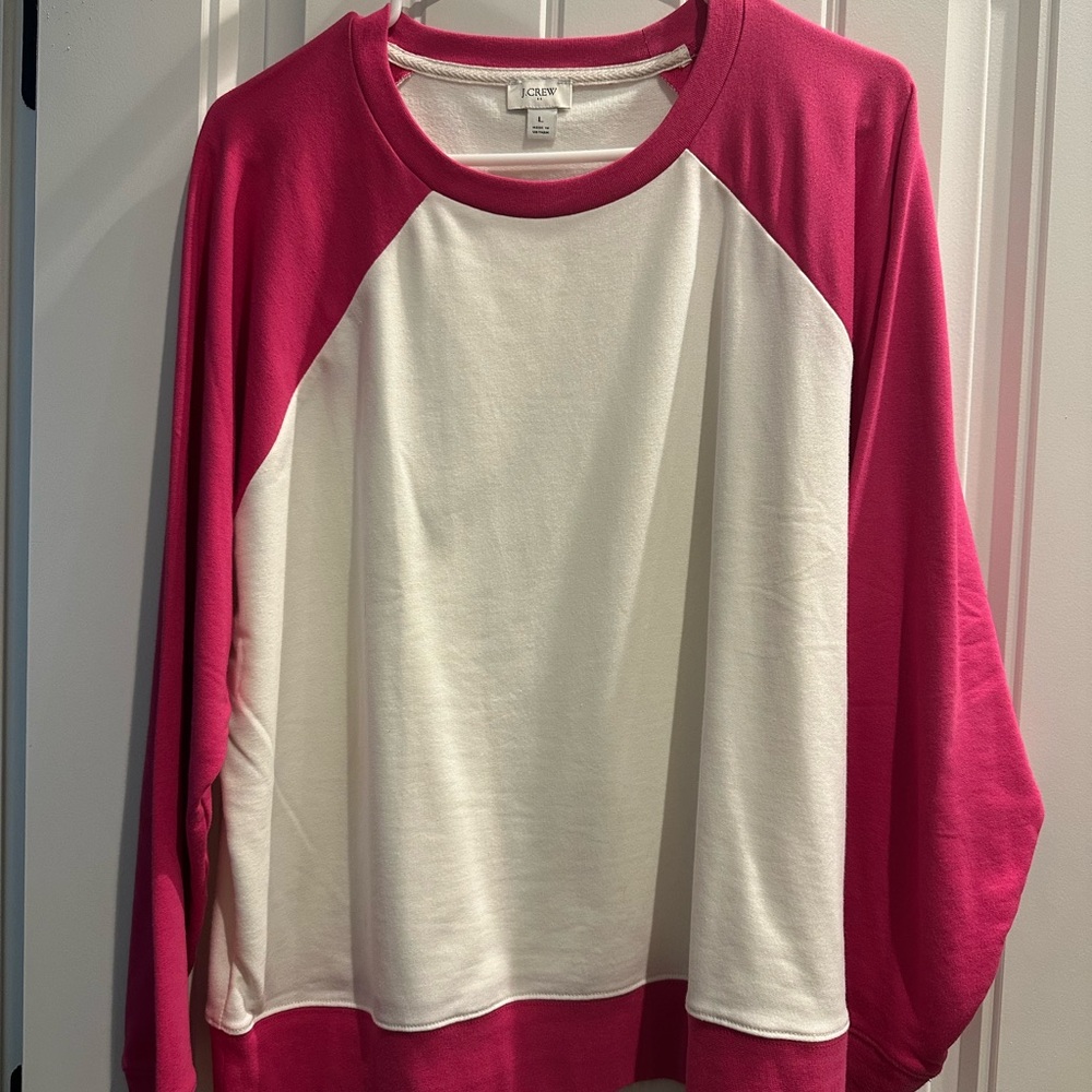 J. Crew Pink and White Sweatshirt